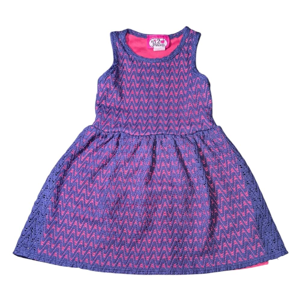 2 Love Princess Girls Dress Size 4 Navy And Pink Great Condition